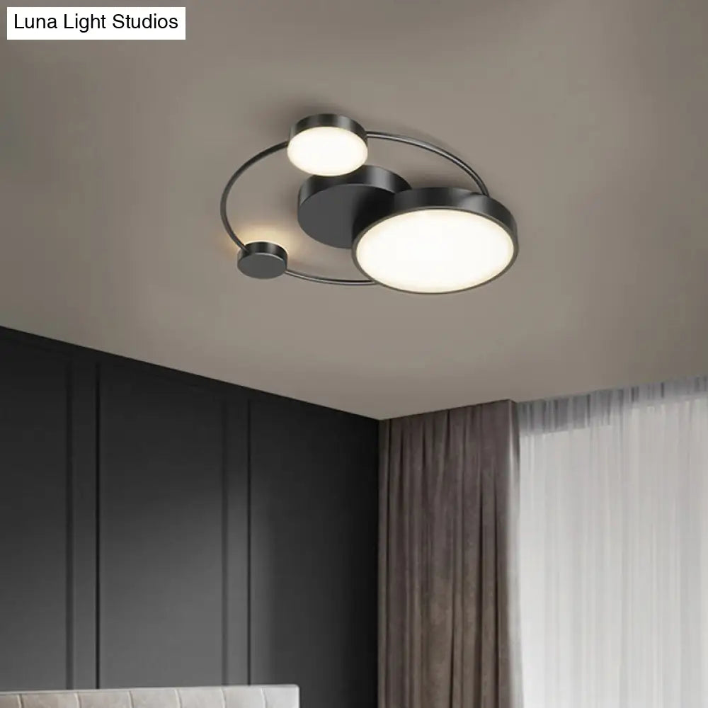 Sleek Led Flush Mount Ceiling Light With Orbit - Inspired Design And Acrylic Shade