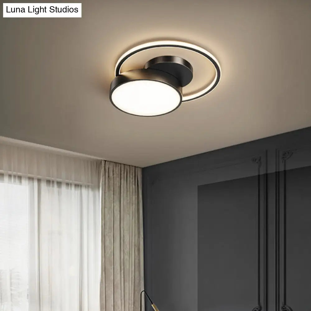 Sleek Led Flush Mount Ceiling Light With Orbit - Inspired Design And Acrylic Shade