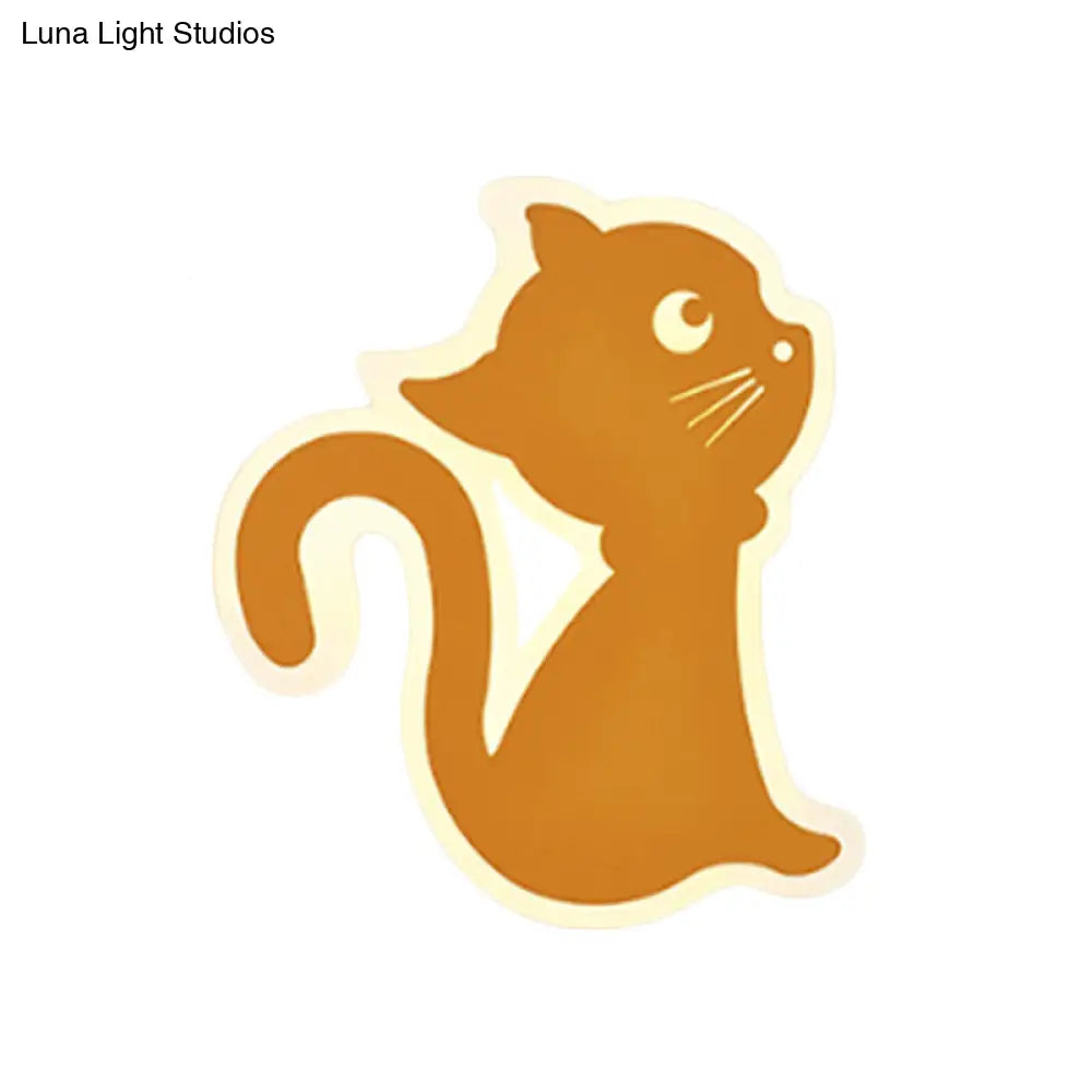Sleek Metal Kitten Wall Light - Vibrant Macaron Colors For Bedroom Or Kindergarten