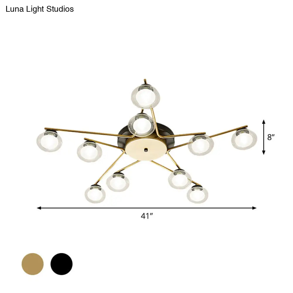 Sleek Metal Semi Flush Mount Ceiling Lamp With Multi - Head And Oval Shade - Stylish Lighting For