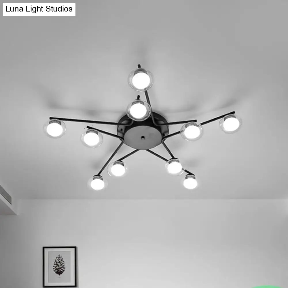 Sleek Metal Semi Flush Mount Ceiling Lamp With Multi - Head And Oval Shade - Stylish Lighting For