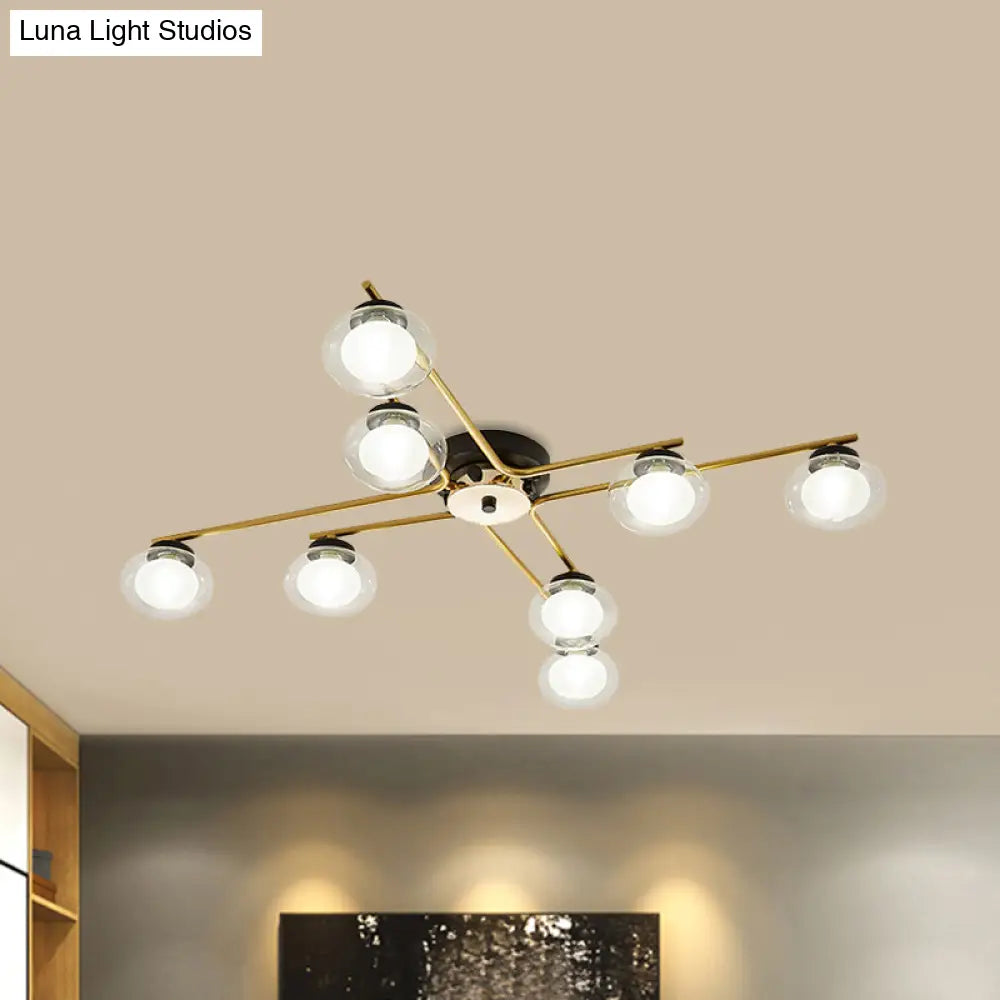 Sleek Metal Semi Flush Mount Ceiling Lamp With Multi - Head And Oval Shade - Stylish Lighting For