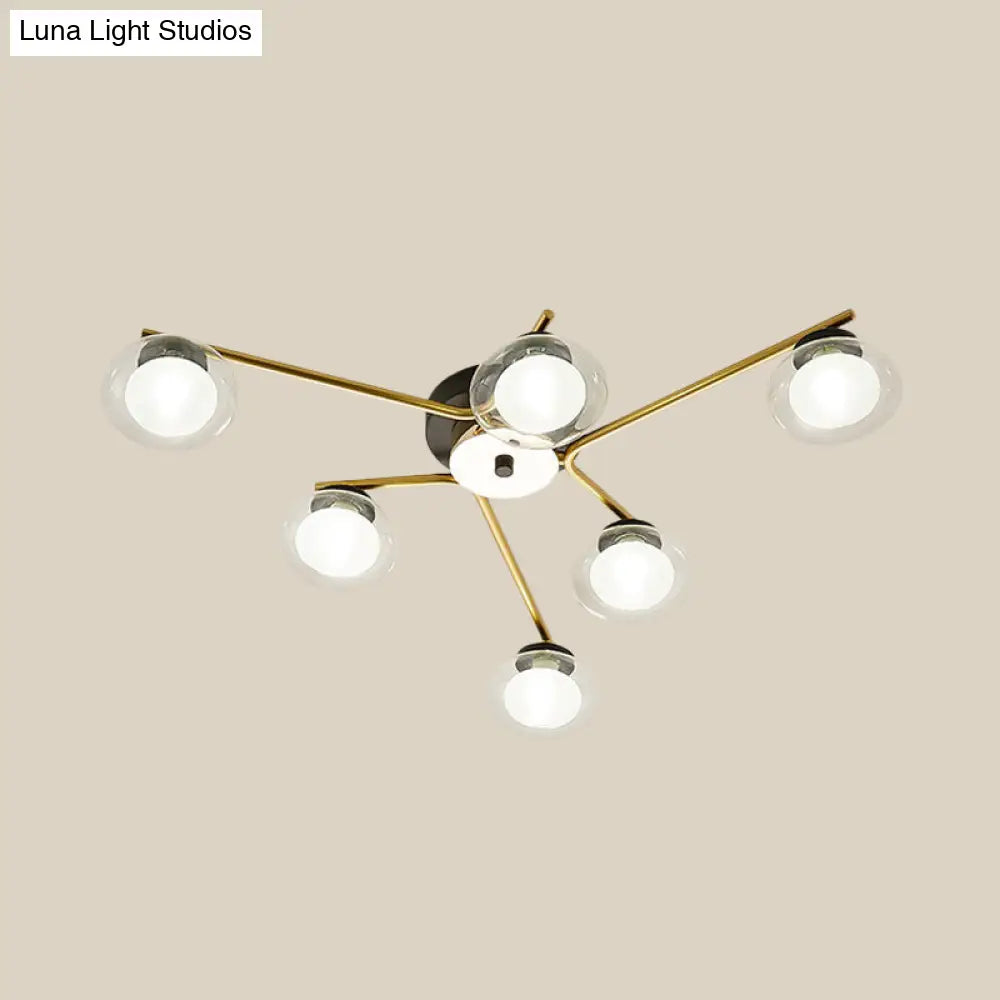 Sleek Metal Semi Flush Mount Ceiling Lamp With Multi - Head And Oval Shade - Stylish Lighting For