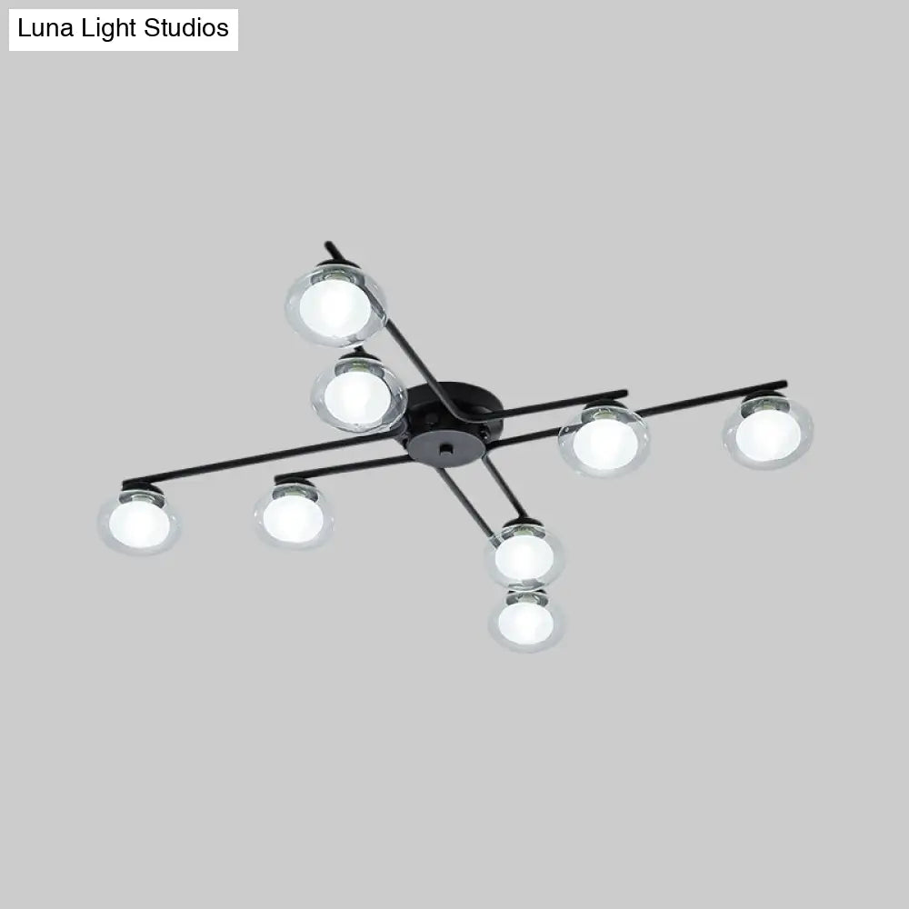 Sleek Metal Semi Flush Mount Ceiling Lamp With Multi - Head And Oval Shade - Stylish Lighting For