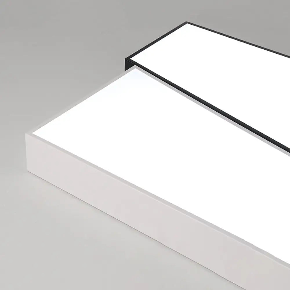 Sleek Square Flush Mount Led Ceiling Light In Black & White Warm/White