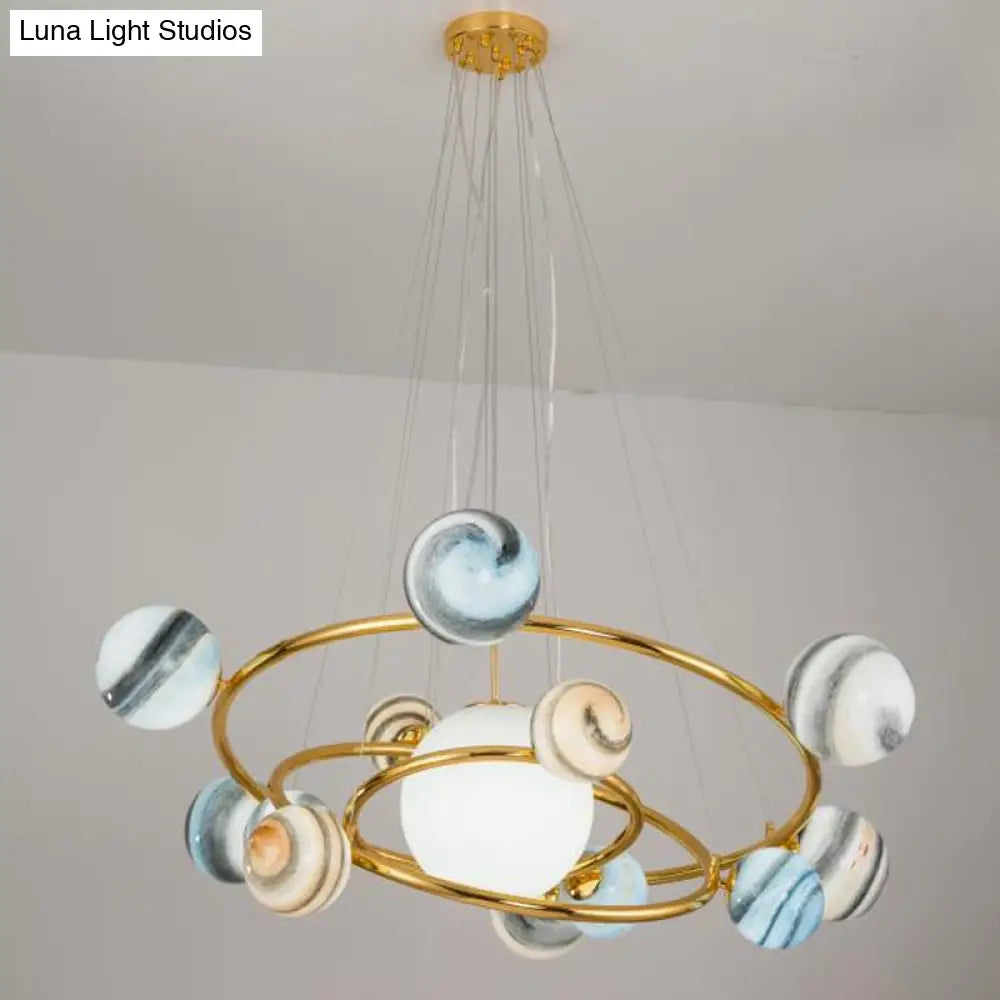 Sleek Stained Glass 7-Head Chandelier Light Fixture - Perfect for Dining Rooms