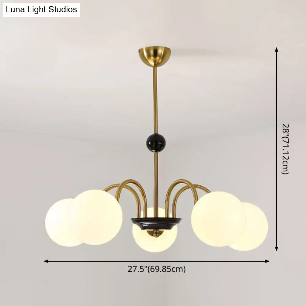 Sleek White Glass Ceiling Chandelier - Modern Minimalist Design