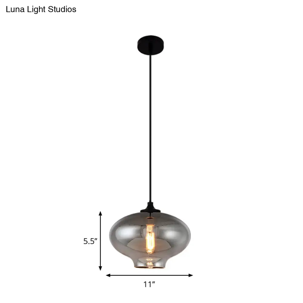 Smoke Gray Glass Mini Pendant Light - Modern Ceiling Hanging For Bar & Cafe