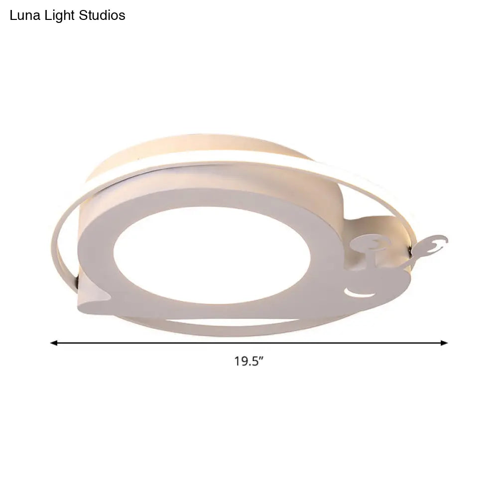 Snail Baby Room Animal Led Ceiling Lamp With Metallic Flush Circle Design