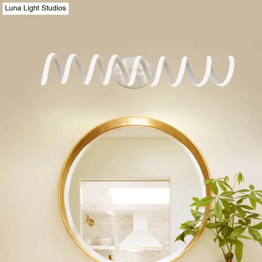 Spiral Led Vanity Light For Modern Bathroom | Wall Mounted Mirror In Warm/White/Natural 13/18.5/22.5