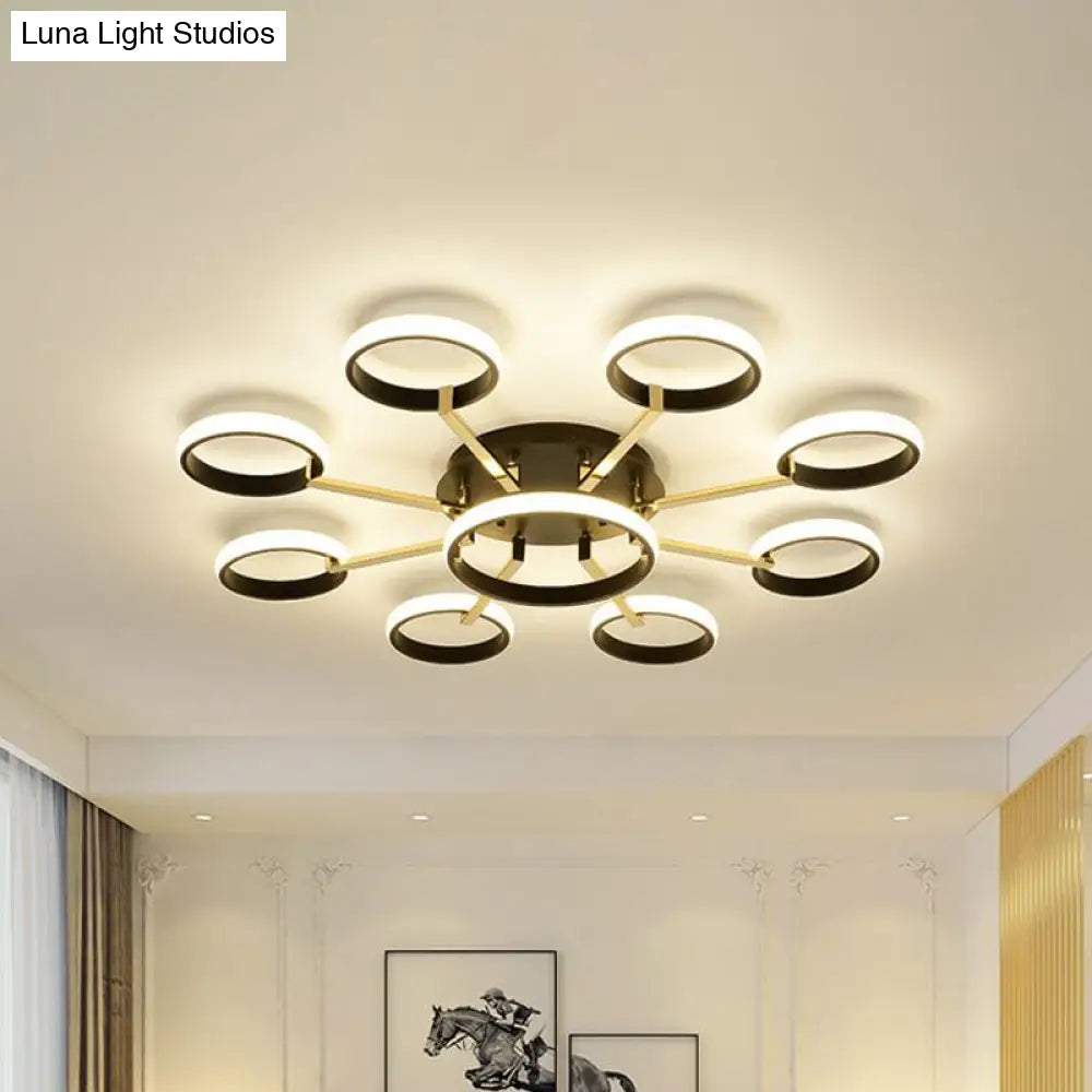 Sputnik Modern Acrylic Flush Mount Ceiling Light With Integrated Led 7/9 Lights Black For Living