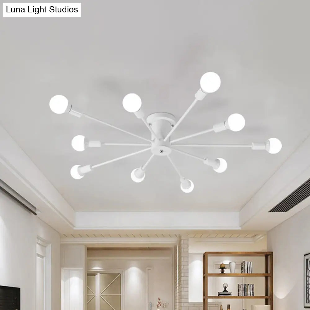 Sputnik Style Ceiling Light In Black/White/Gold With 6/8/10 Heads - Contemporary Semi - Mount