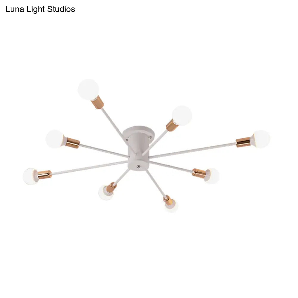 Sputnik Style Ceiling Light In Black/White/Gold With 6/8/10 Heads - Contemporary Semi - Mount