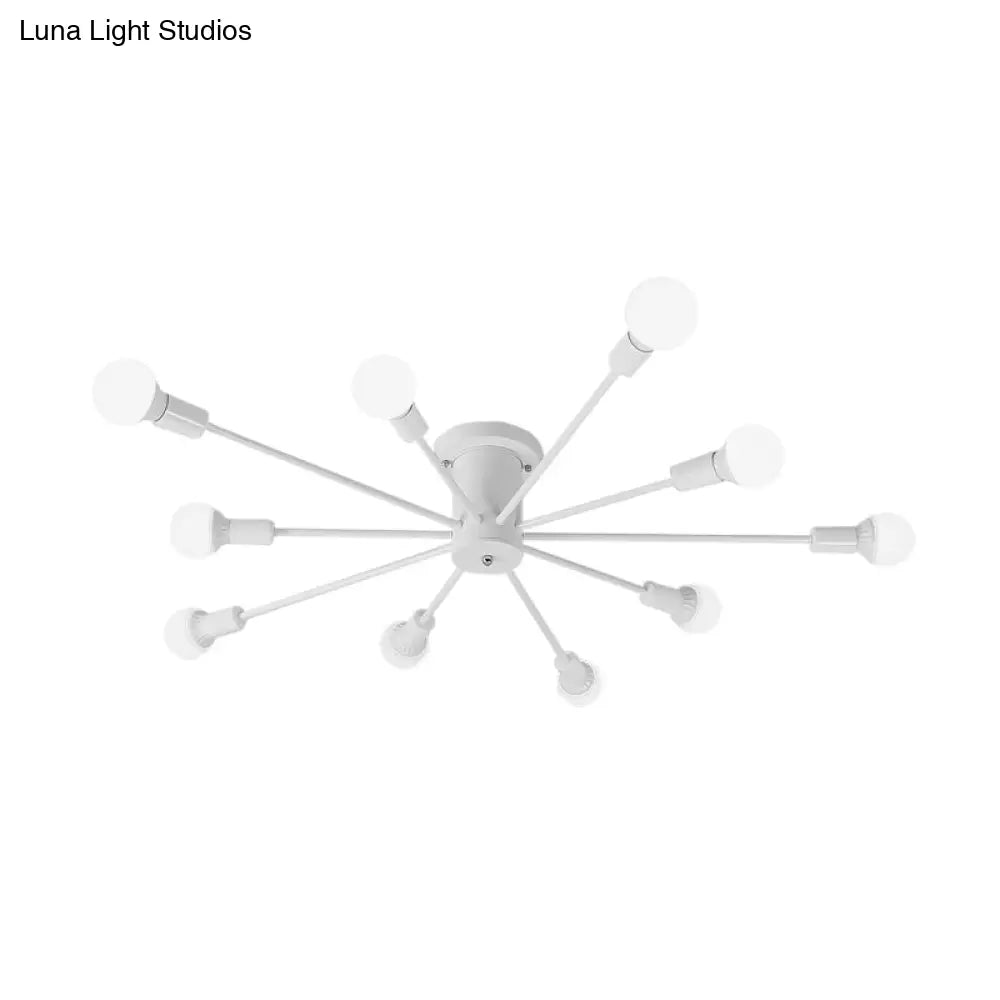 Sputnik Style Ceiling Light In Black/White/Gold With 6/8/10 Heads - Contemporary Semi - Mount