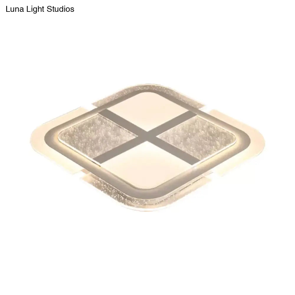 Square Led Ceiling Light With Mosaic Acrylic Design In Warm/White 16’ - 23.5’ Widths