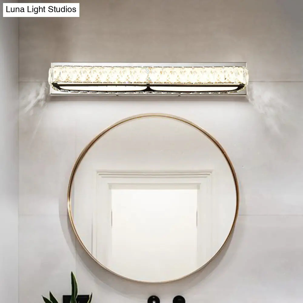 Stainless Steel Bathroom Vanity Sconces With Crystal Embedded Mirror Lights