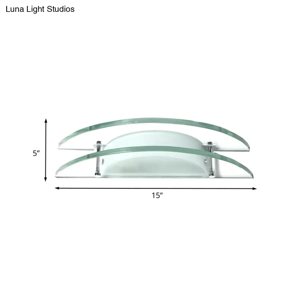 Stylish Dual Arc Sconce Light With Clear Glass Shade - Bedside Wall Mount Lamp