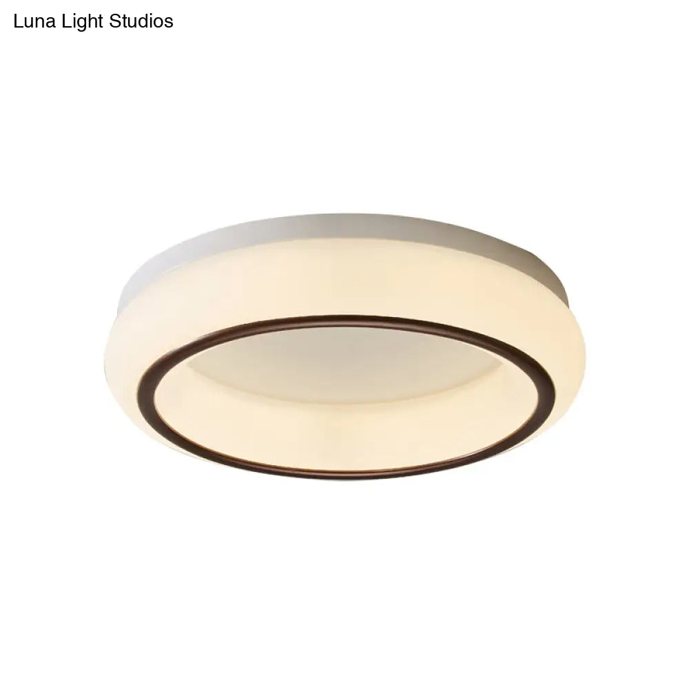 Stylish Hoop Acrylic Led Ceiling Lamp In Black & White For Bedroom