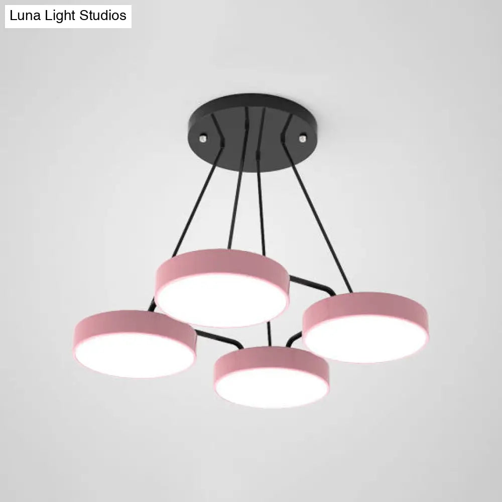 Stylish Macaron Pendant Light For Nursery And Bedroom - Acrylic Round Shade Chandelier
