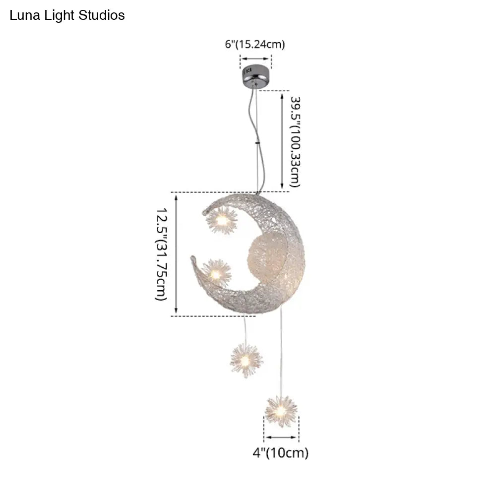 Stylish Moon And Star Ceiling Lamp For Kids Bedroom