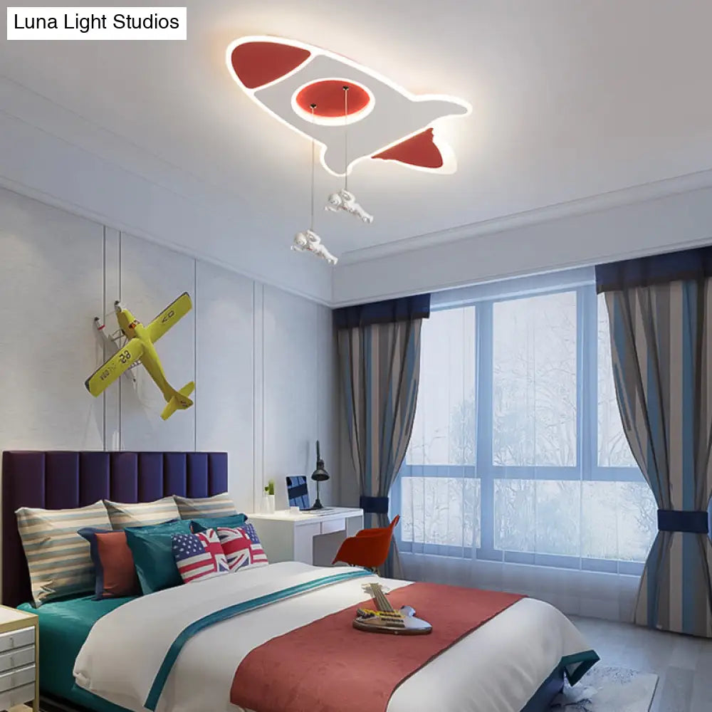 Stylish Rocket Ceiling Led Lamp - Cartoon Design 14’/16.5’ W Flush Mount Warm/White Light