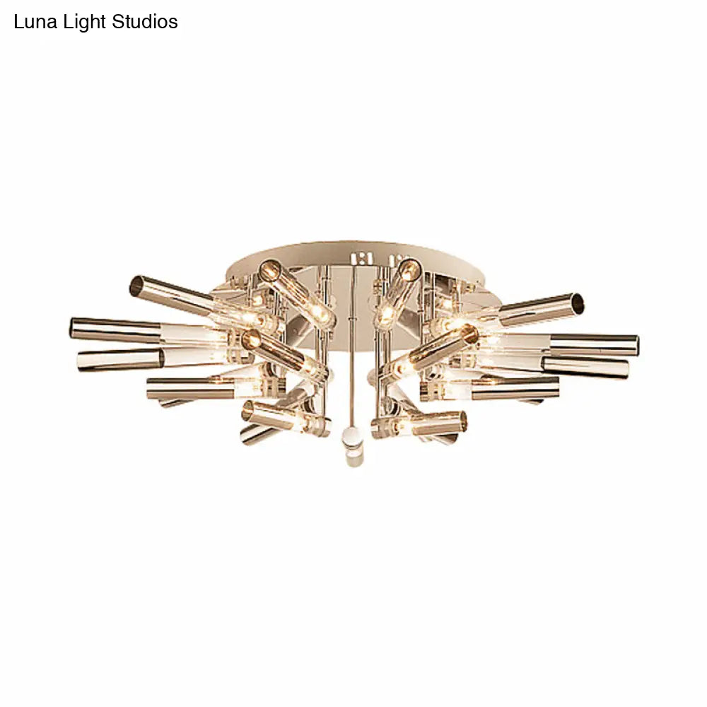 Stylish Sputnik Semi-Flush Light W/ Nine Or Twenty-One Stainless Steel Lights - Ideal For Dining
