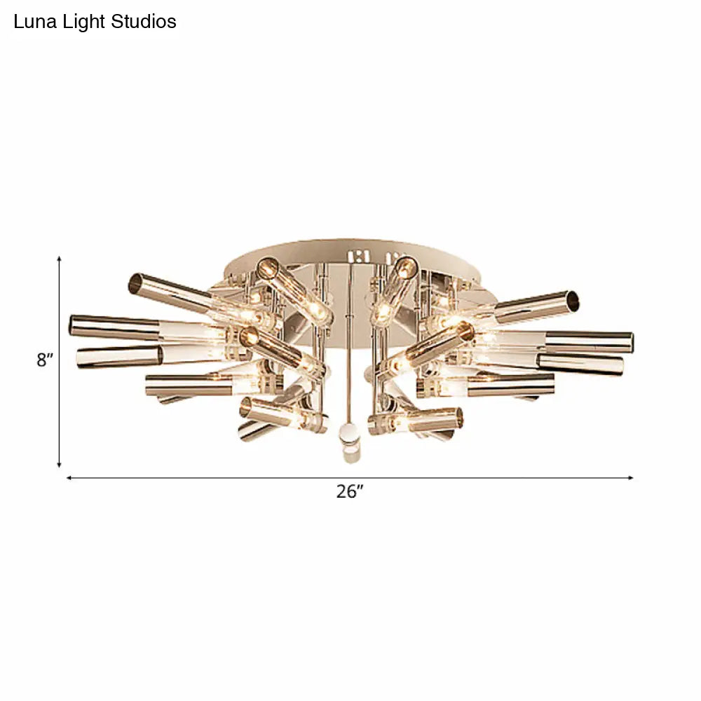 Stylish Sputnik Semi-Flush Light W/ Nine Or Twenty-One Stainless Steel Lights - Ideal For Dining