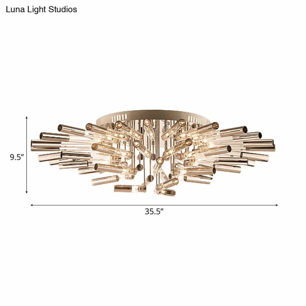 Stylish Sputnik Semi-Flush Light W/ Nine Or Twenty-One Stainless Steel Lights - Ideal For Dining