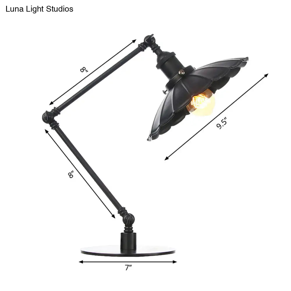 Stylish Vintage Adjustable Table Lamp With Metal Shade For Study Room - Black/Brass