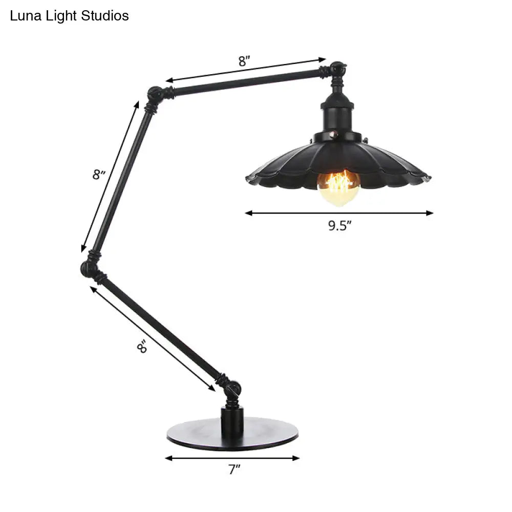 Stylish Vintage Adjustable Table Lamp With Metal Shade For Study Room - Black/Brass