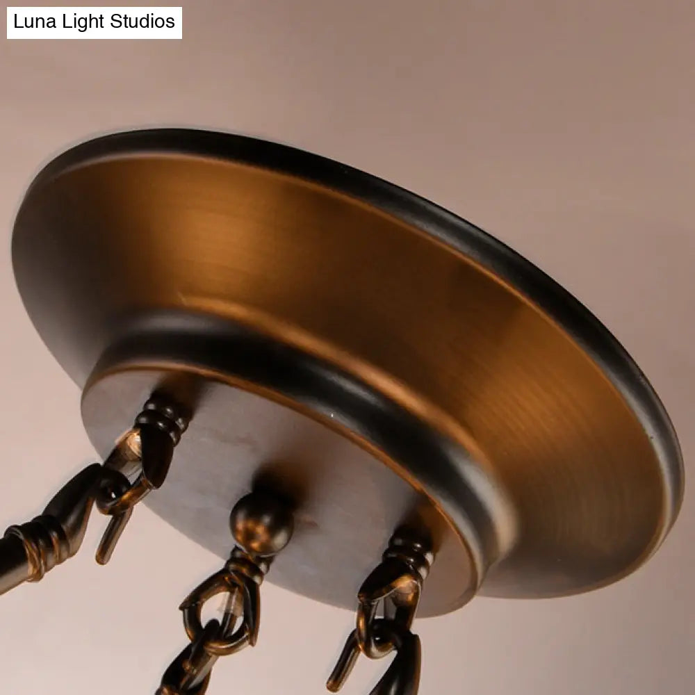 Tiffany Pendant Chandelier With Scalloped Edge And 6 Lights - Stained Glass Ceiling Light For