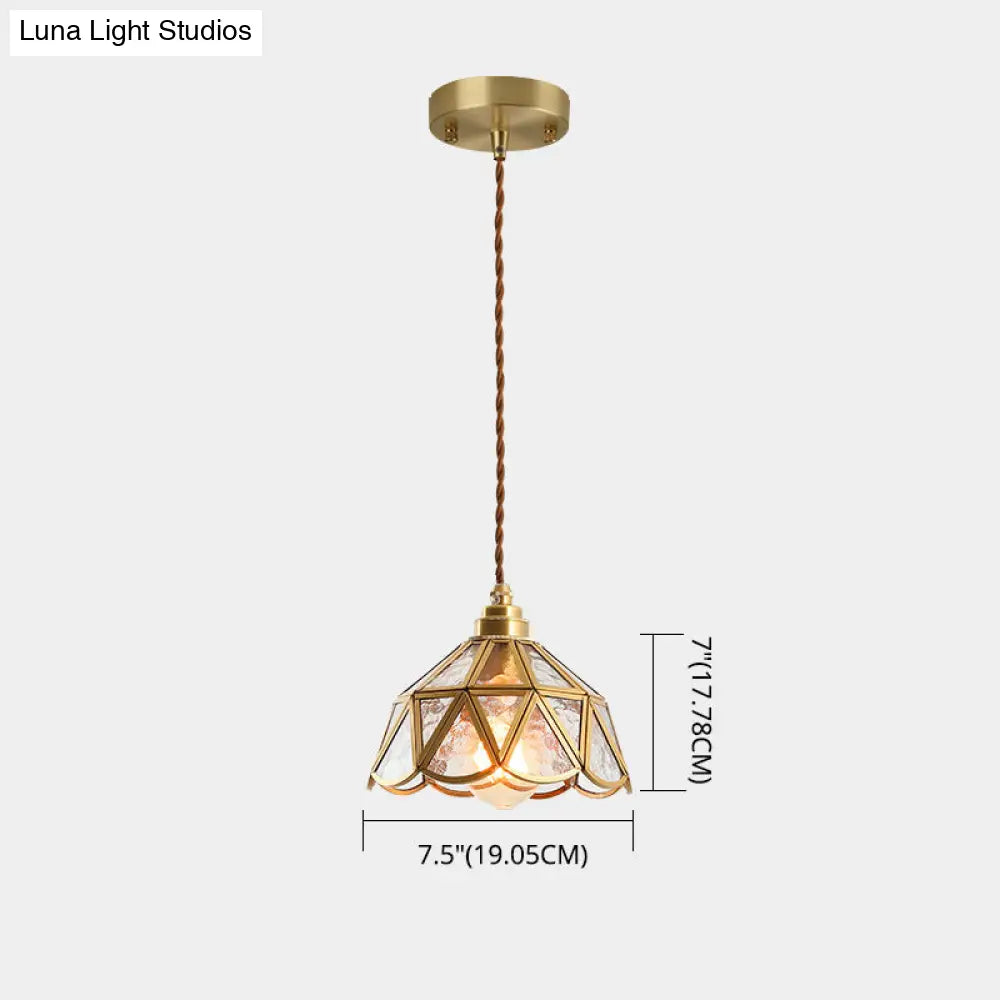 Tiffany-Style Glass Pendant Lamp With Icy Clear Shade For Bedroom