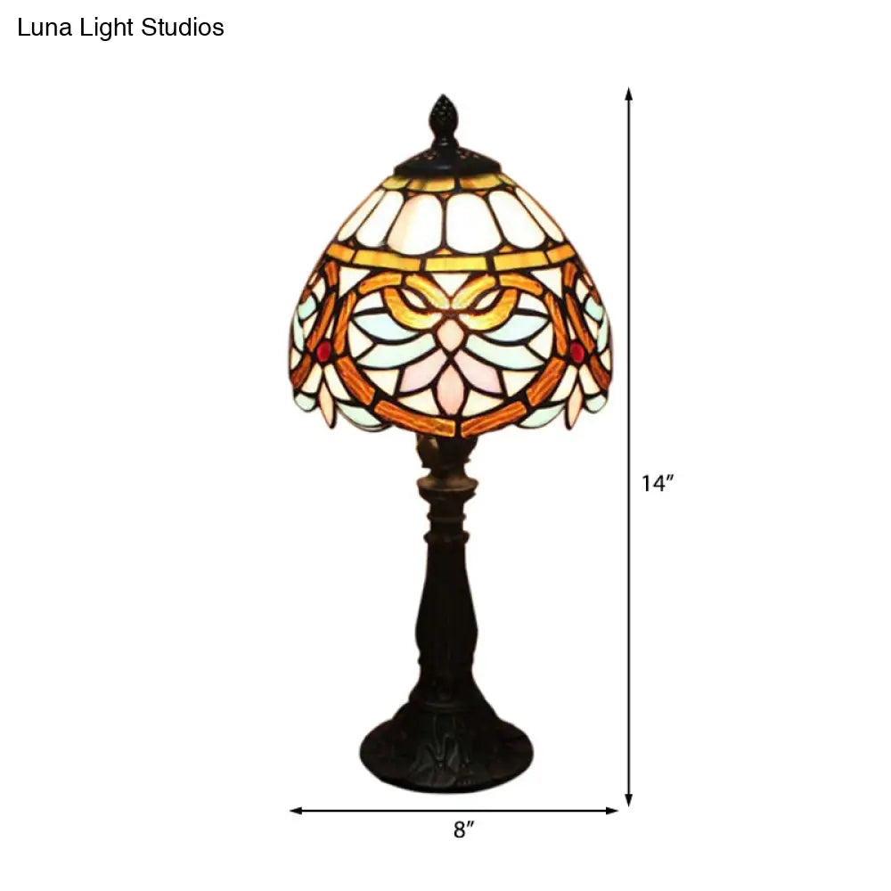 Tiffany Victorian Stained Glass Desk Lamp With Antique Brass Finish - Ideal For Living Room 1 Light