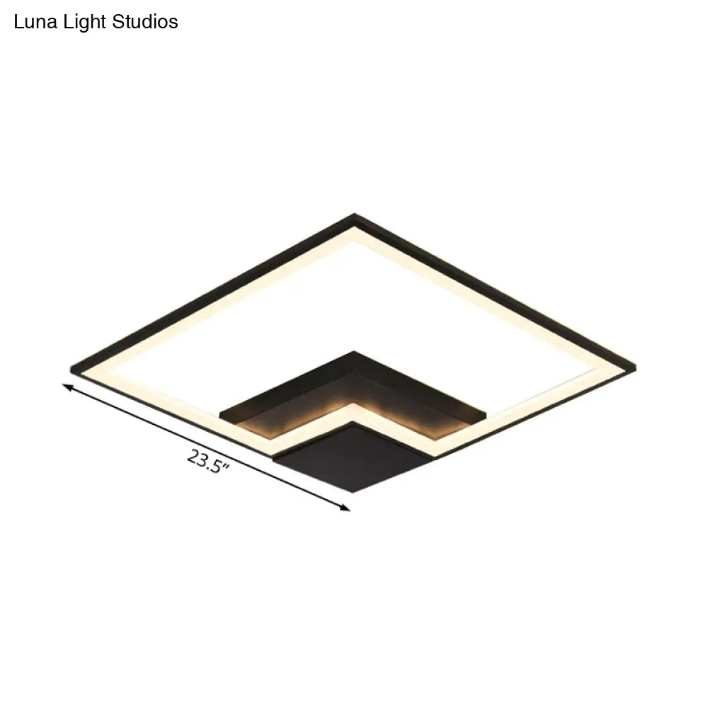 Torch Square Ceiling Lamp Simplicity - Black/White Led Acrylic Flush Mount Light