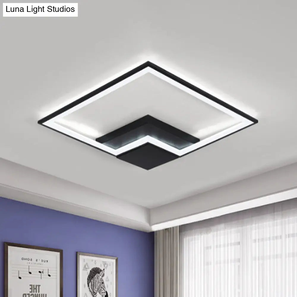 Torch Square Ceiling Lamp Simplicity - Black/White Led Acrylic Flush Mount Light
