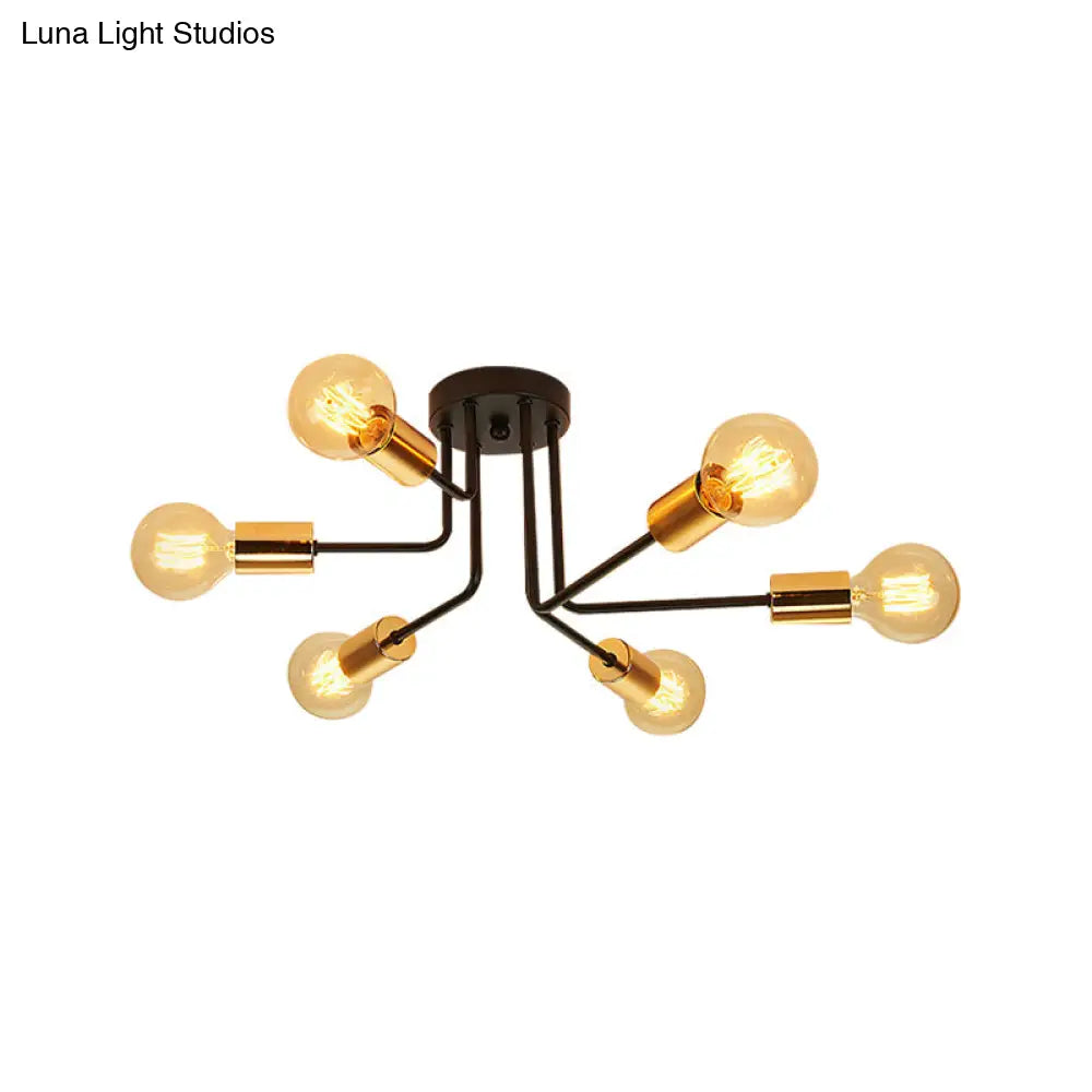 Traditional Black Ceiling Flush Mount With 6/10 Metal Lights For Living Room Lighting