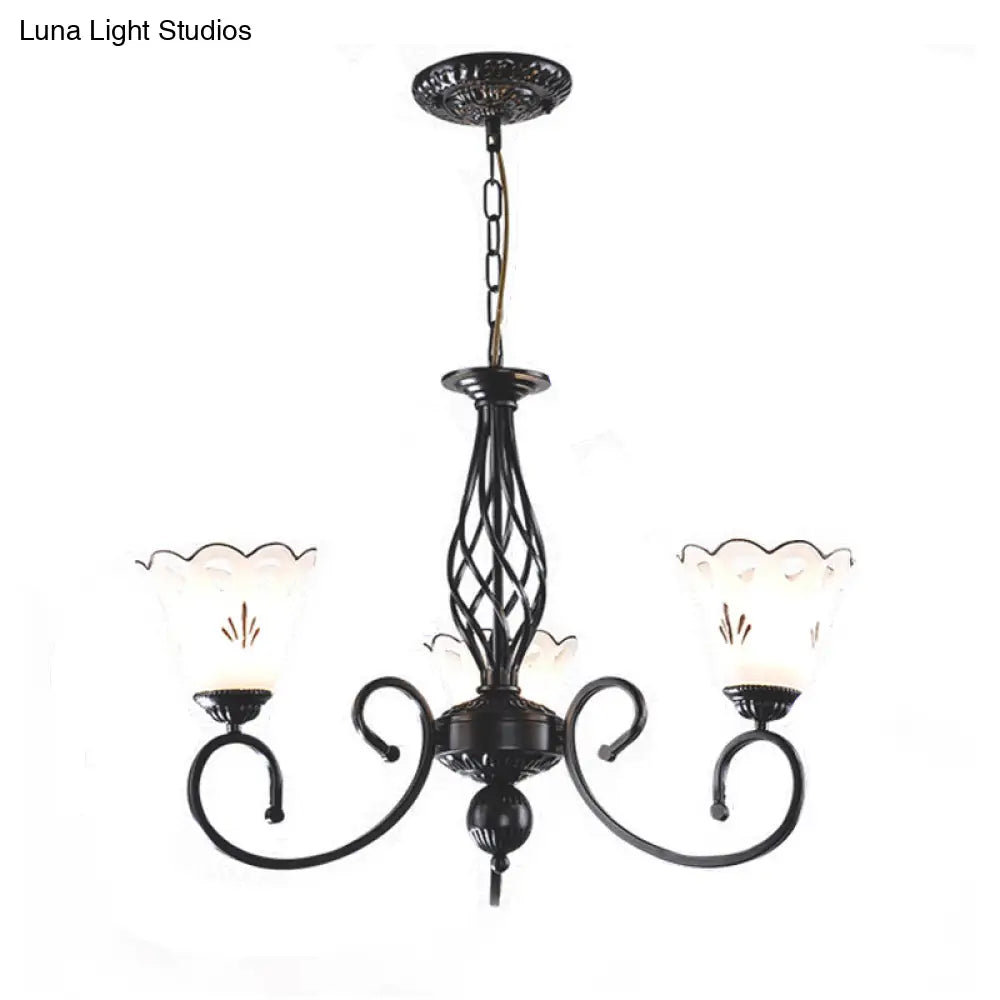 Traditional Black Floral Chandelier - Metal Ceiling Light With 5/6/8 Lights Living Room Fixture