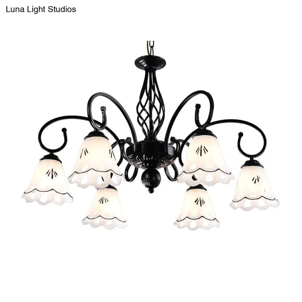 Traditional Black Floral Chandelier - Metal Ceiling Light With 5/6/8 Lights Living Room Fixture