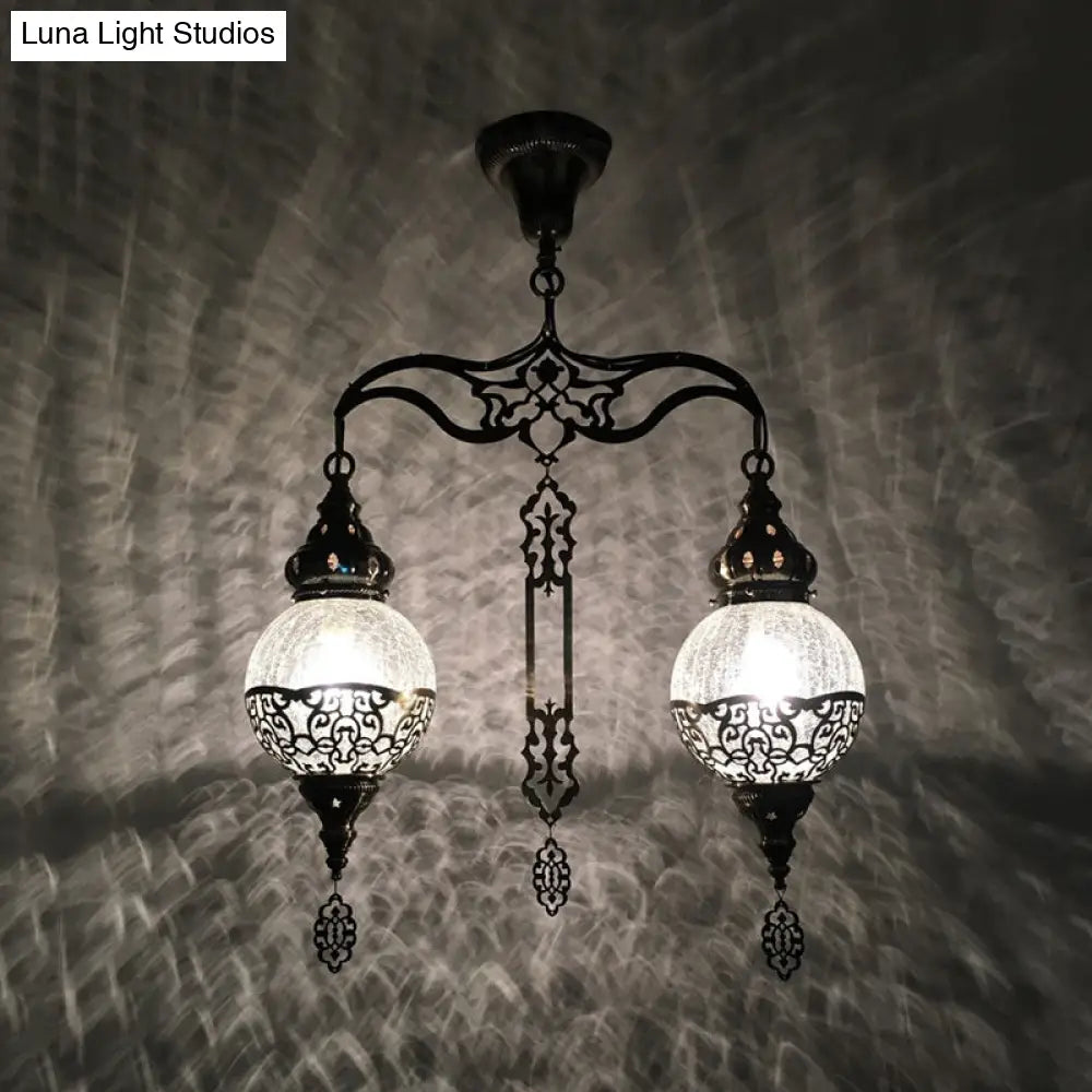 Traditional Clear Glass Ceiling Lamp: Globe/Gourd Design 2 Heads Living Room Lighting