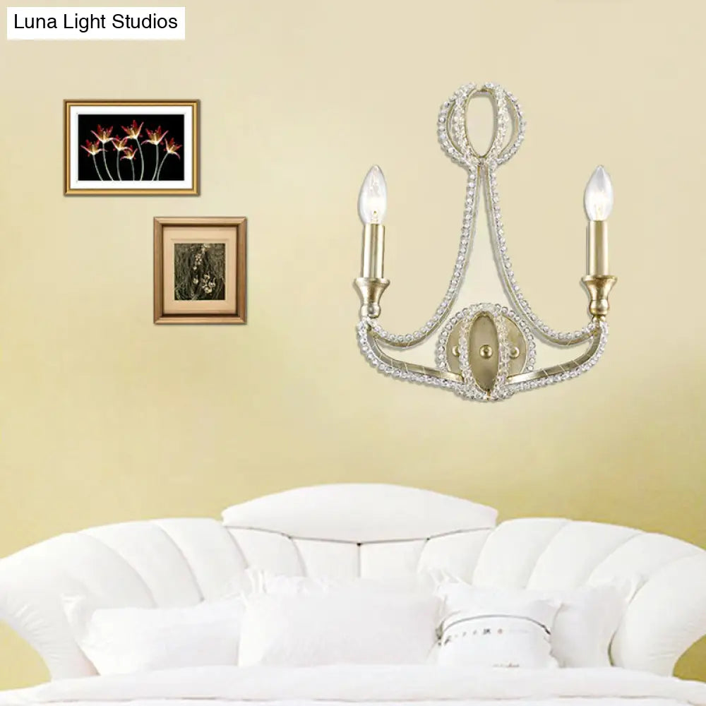 Traditional-Style Gold Candelabra Sconce For Living Room - 2 Light Wall Lamp