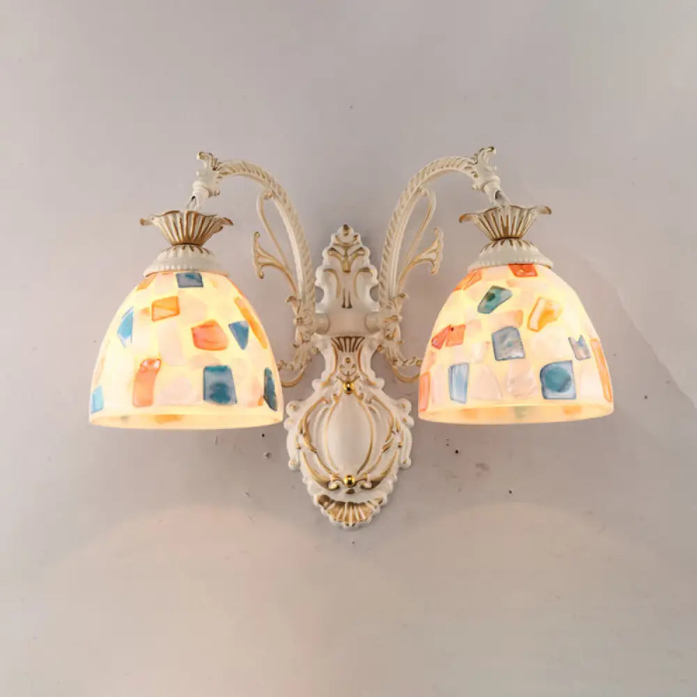 Traditional Tiffany Glass Wall Lamp With Bell Shade - Perfect For Corridor Lighting 2 / White