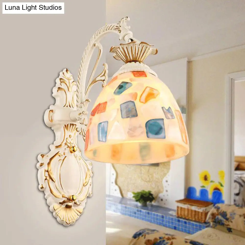 Traditional Tiffany Glass Wall Lamp With Bell Shade - Perfect For Corridor Lighting