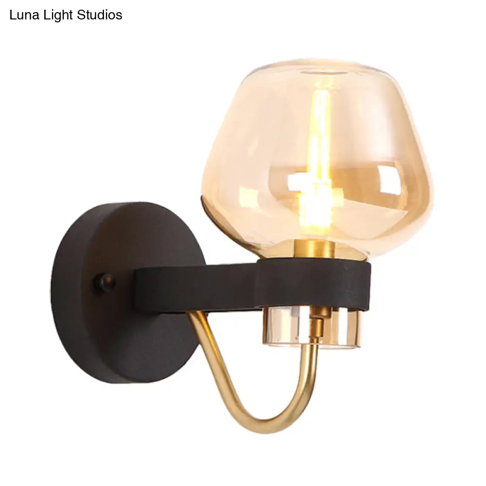 Traditional Urn Sconce Light - Clear/Amber/Smoke Gray Glass Wall Fixture For Living Room
