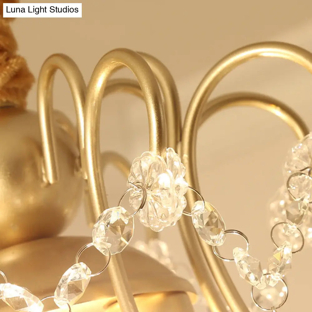 Transitional 3-Light Gold Ceiling Pendant Chandelier With Crystal Draping