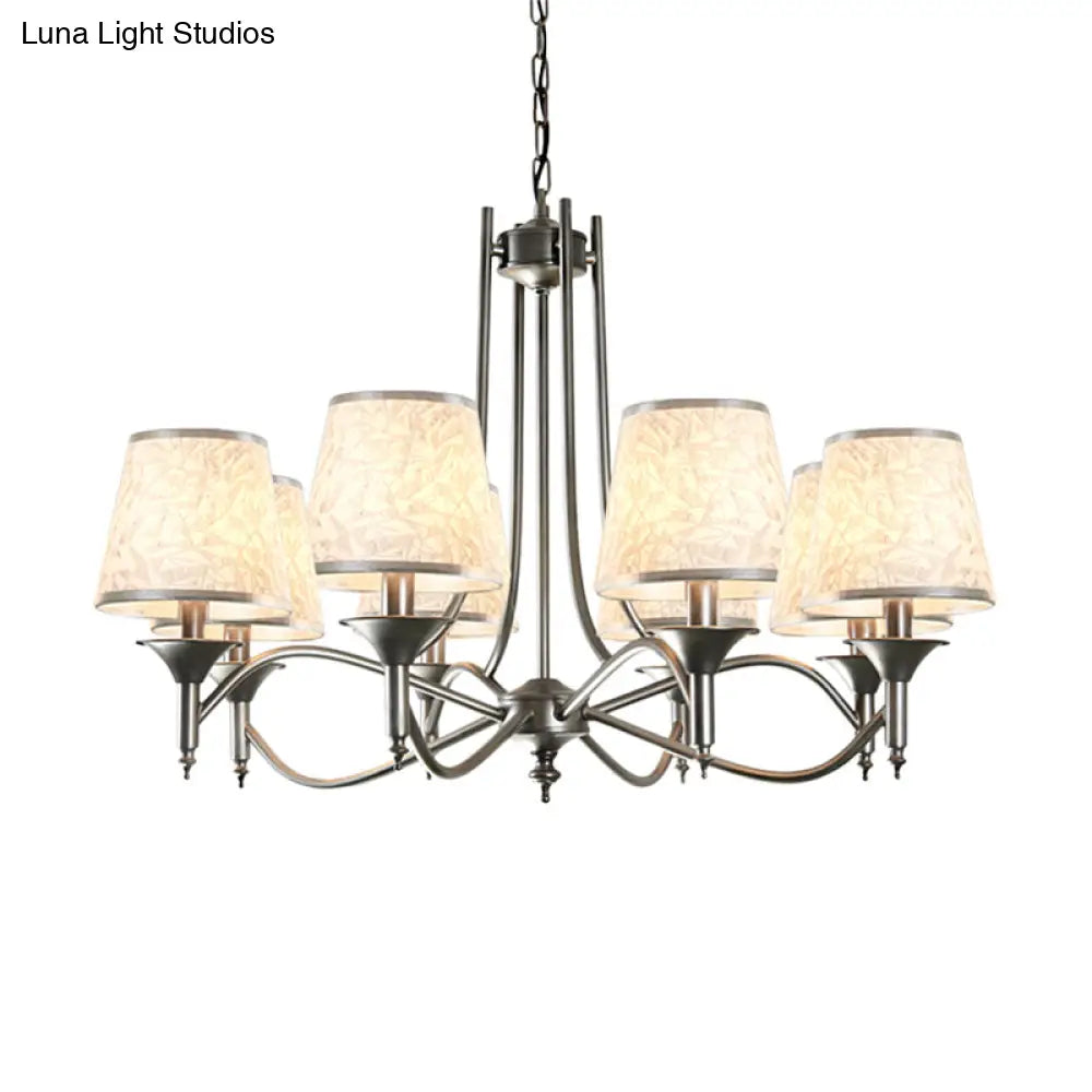 Twisted Arm Chandelier 8 Bulbs Pendant Light Kit - Traditional Metallic Design In Silver/Blue/White