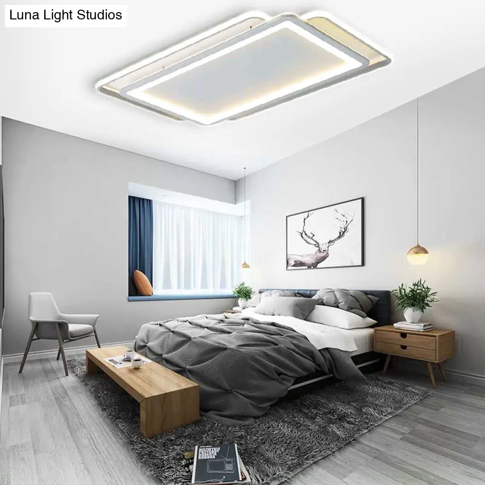 Ultra Slim Acrylic Ceiling Flush Mount Led Fixture (16’/19.5’/35.5’) In Grey With Warm/White Light