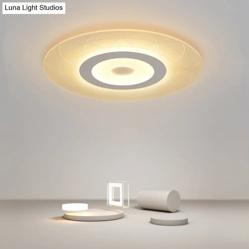 Ultrathin Flush Ceiling Light With Floral Pattern - Led Acrylic Fixture White / 16.5 Third Gear