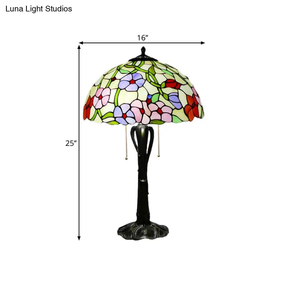 Victorian Cut Glass Cone/Dome Nightstand Lamp With Blossom Pattern