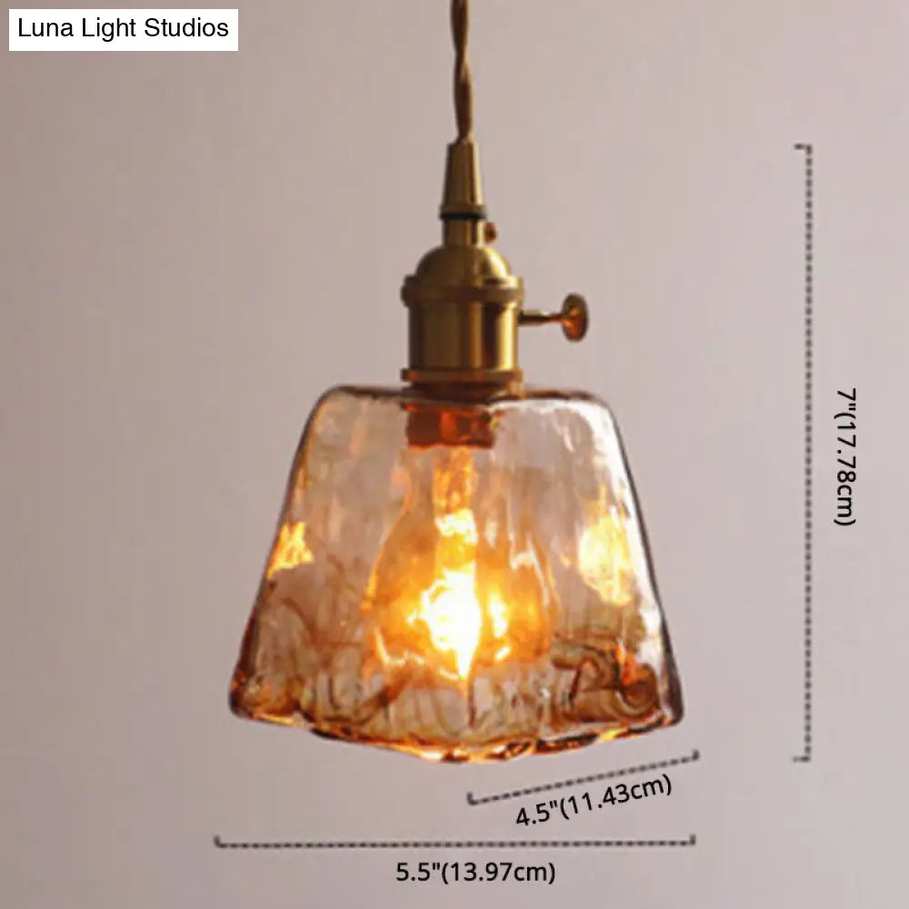 Vintage 1 Light Pendant Lamp Amber Alabaster Glass Pendant Lighting for Living Room
