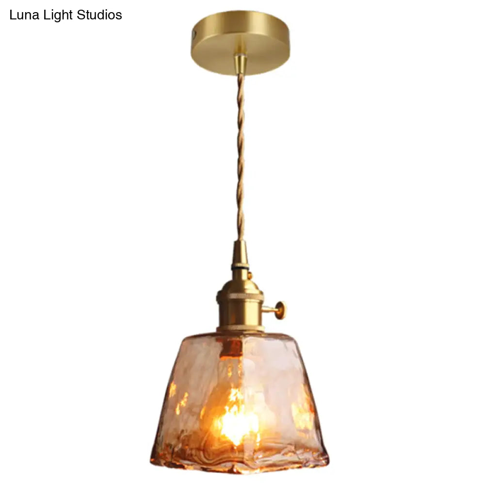 Vintage 1 Light Pendant Lamp Amber Alabaster Glass Pendant Lighting for Living Room
